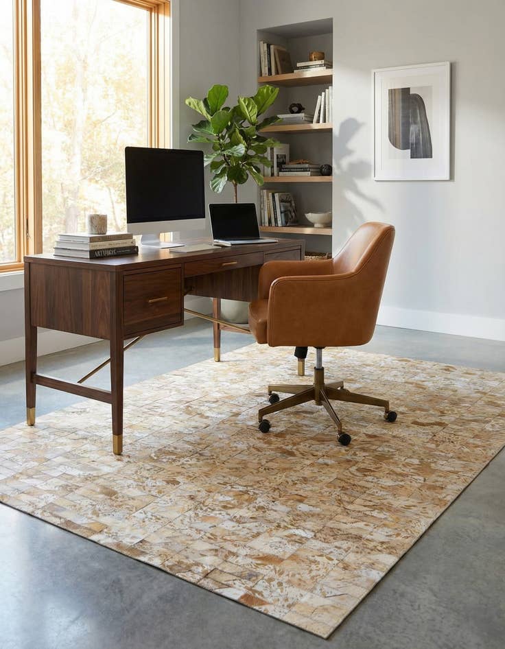 Detail image of 4' 8 x 6' 6 Cowhide Stocks Rug