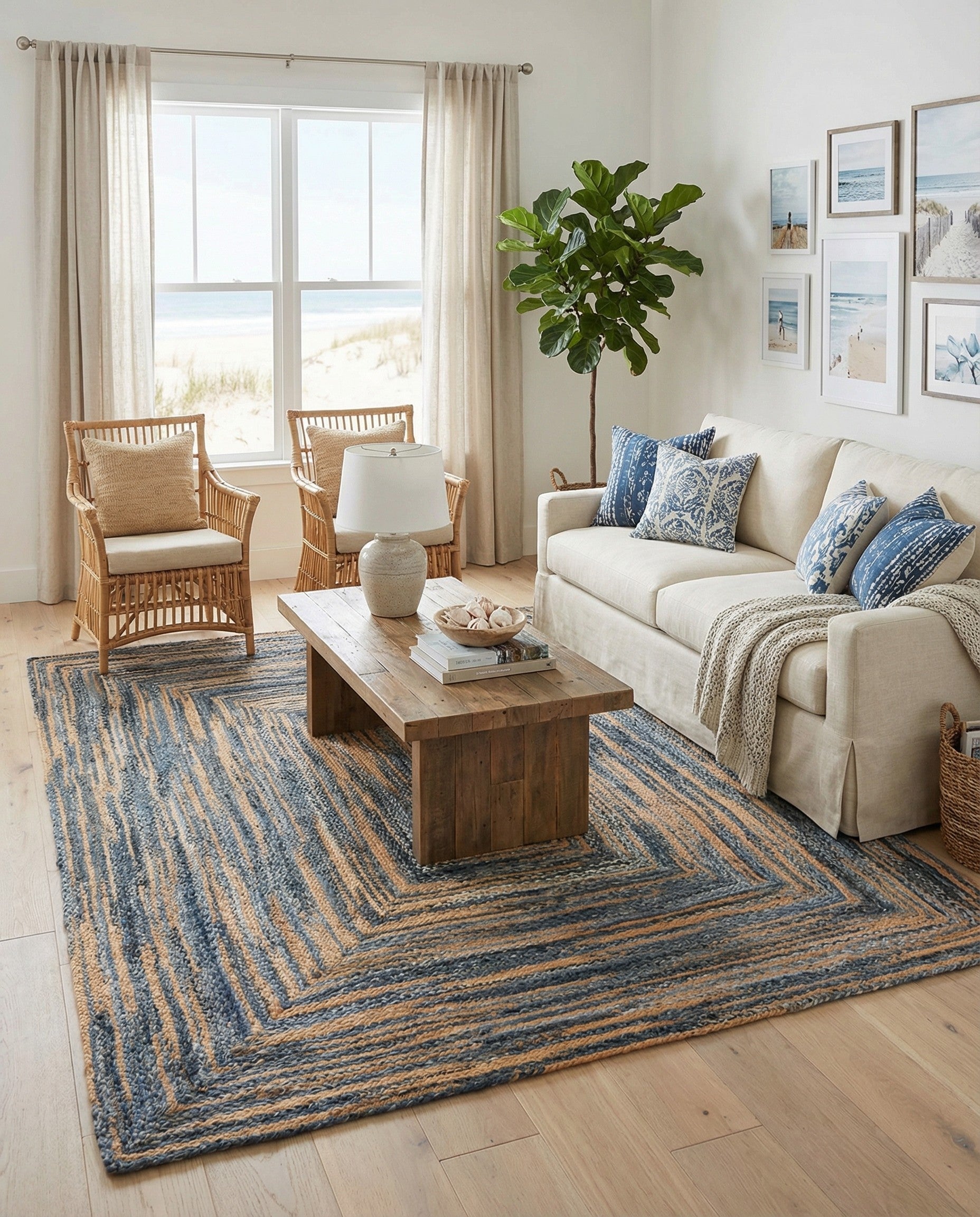  9' x 12'  Hand Braided Chindi Rug