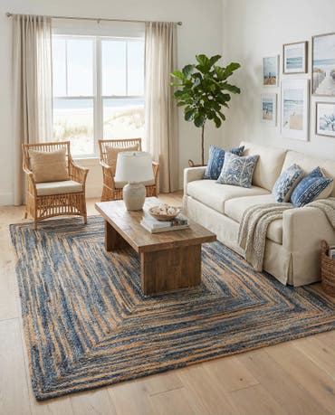  9' x 12'  Hand Braided Chindi Rug