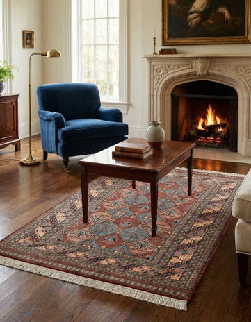4' 1 x 6' 5 Hand Knotted Bokhara Oriental Wool Rug