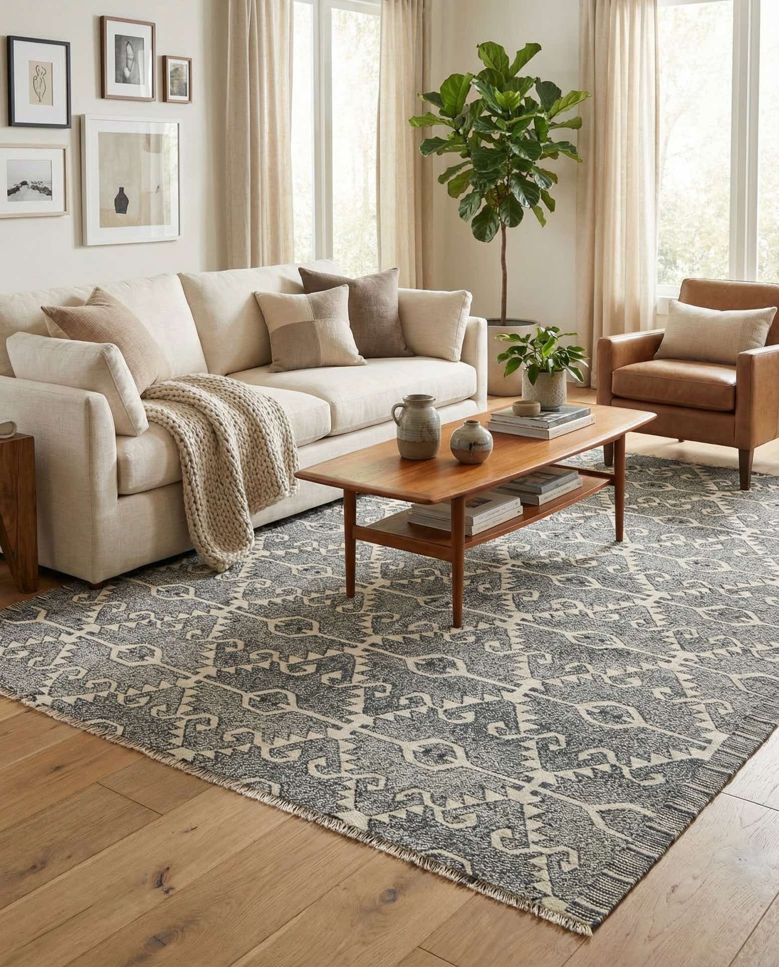 7' x 9' 4 Hand Woven Kilim Modern Wool Rug
