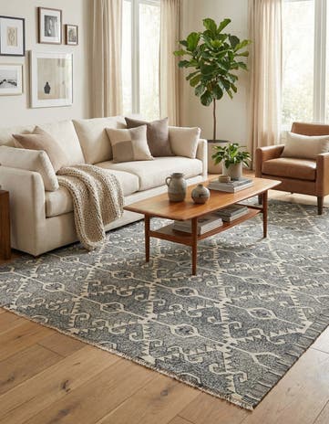 7' x 9' 4 Hand Woven Kilim Modern Wool Rug