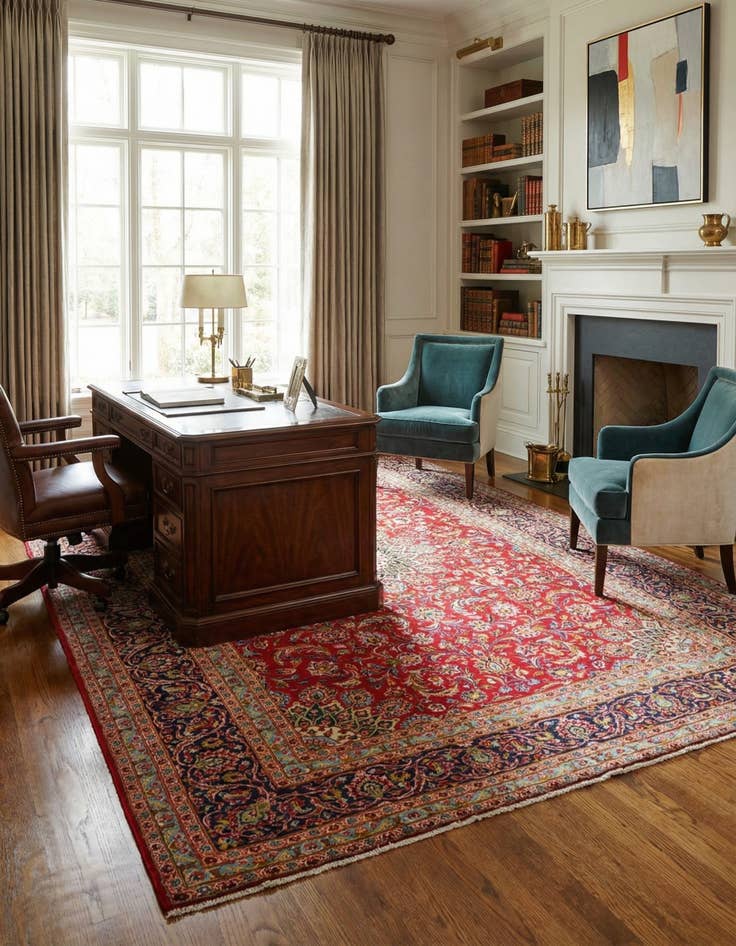 Detail image of  9' 8 x 13' 3  Hand Knotted Kashmar Persian Wool Rug