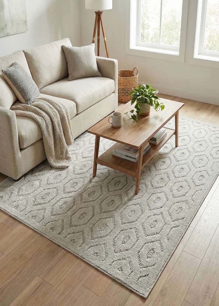 4' x 6' Easy-Clean Trellis Textured Indoor / Outdoor Rug