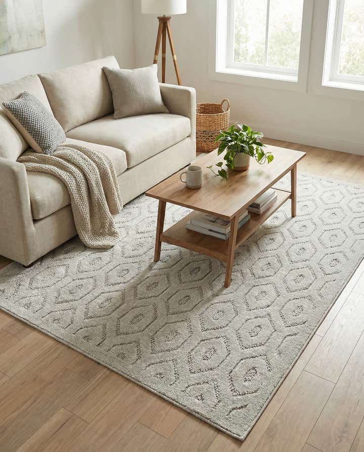 4' x 6' Easy-Clean Trellis Textured Indoor / Outdoor Rug