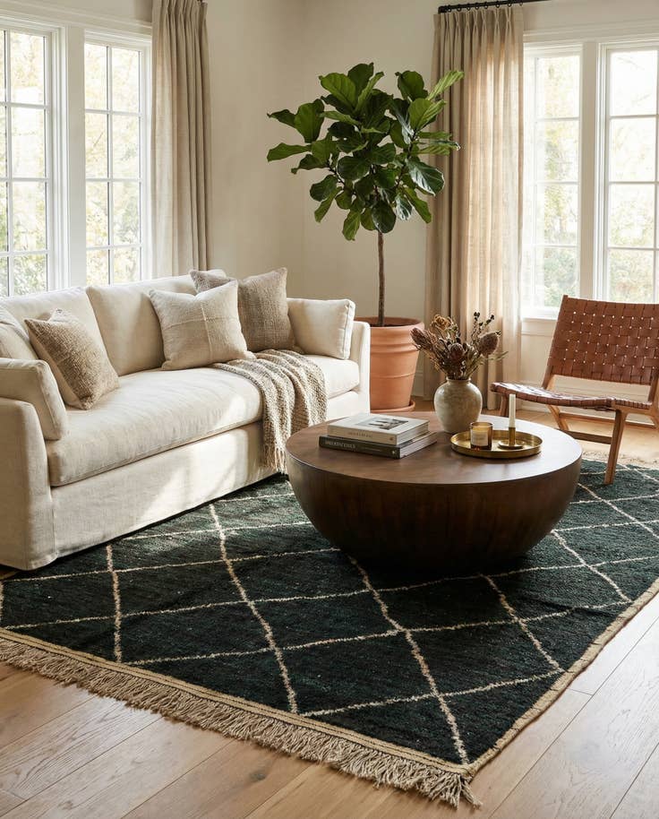 Detail image of 6' 1 x 9' 6 Hand Knotted Moroccan Wool Rug