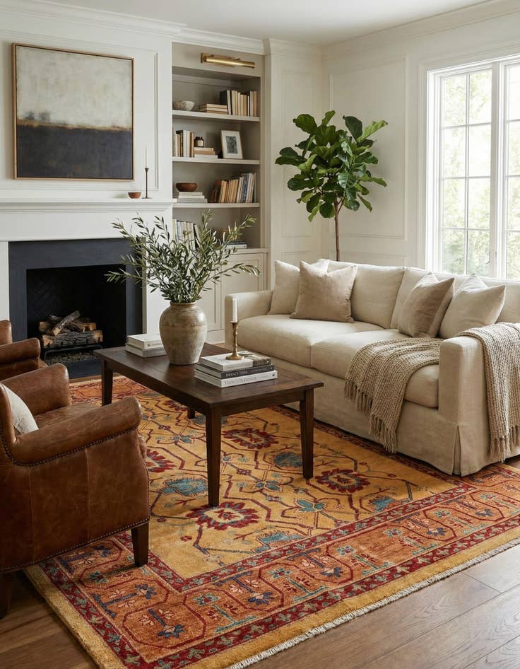 Detail image of 6' 8 x 9' 5  Hand Knotted Ziegler Wool Rug