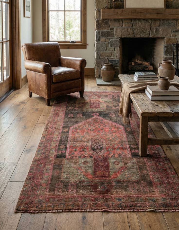 Detail image of 4' 10 x 9' 9  Hand Knotted Ultra Vintage Persian Wool Runner Rug