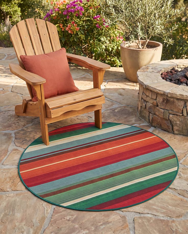 Detail image of 4' x 4' Easy-Clean Modern Indoor / Outdoor Round Rug