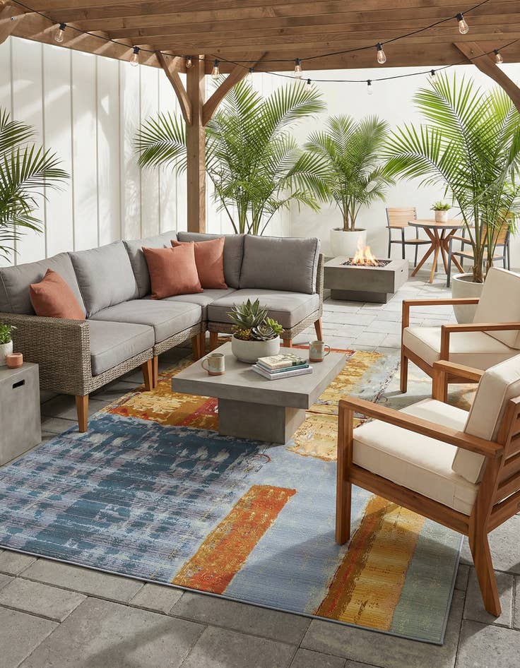 Detail image of 8' x 11' 4  Washable Modern Indoor / Outdoor Rug