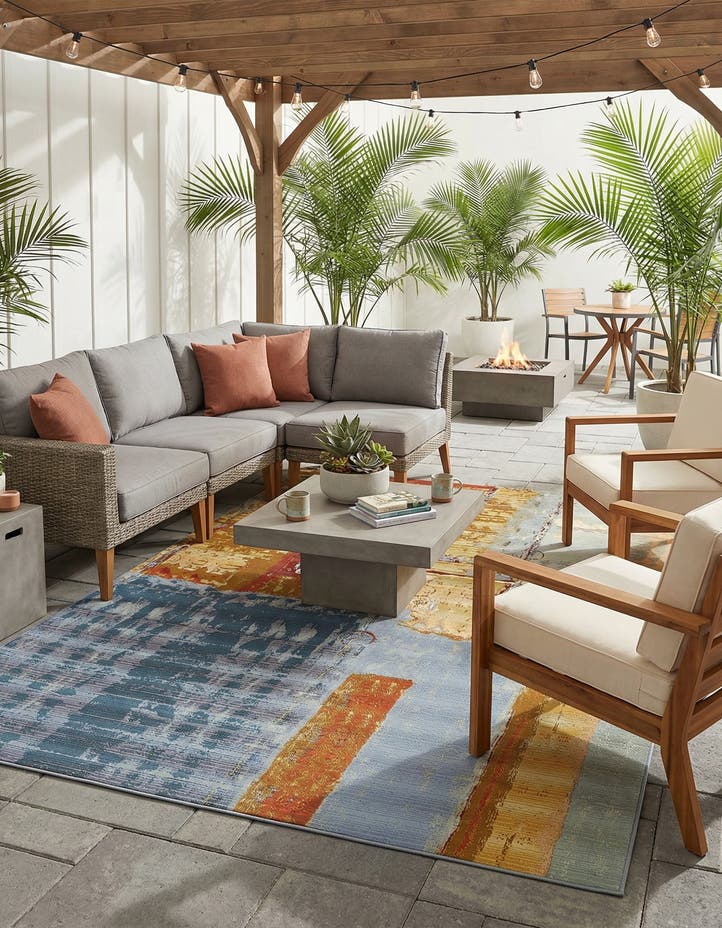 8' x 11' 4 Easy-Clean Modern Indoor / Outdoor...