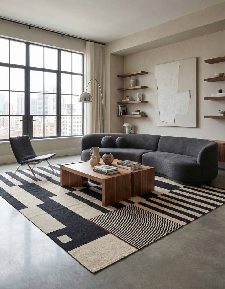 Detail image of  5' 8 x 7' 7  Hand Woven Kilim Modern Wool Rug