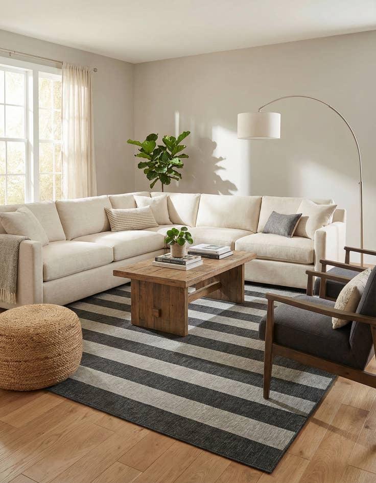 Detail image of 10' x 13'  Washable Striped Indoor / Outdoor Rug