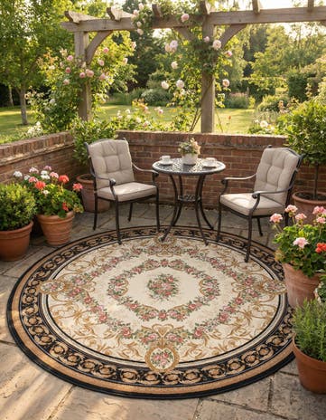 10' x 10' Easy-Clean Traditional Indoor / Outdoor Round Rug
