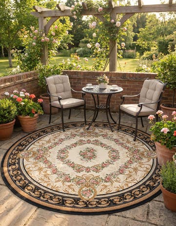 10' x 10' Easy-Clean Traditional Indoor / Outdoor Round Rug