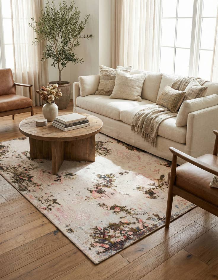 Detail image of 5' 4 x 6' 5  Hand Knotted Ultra Vintage Persian Wool Rug