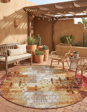 Easy-Clean Modern Indoor / Outdoor Round Rug