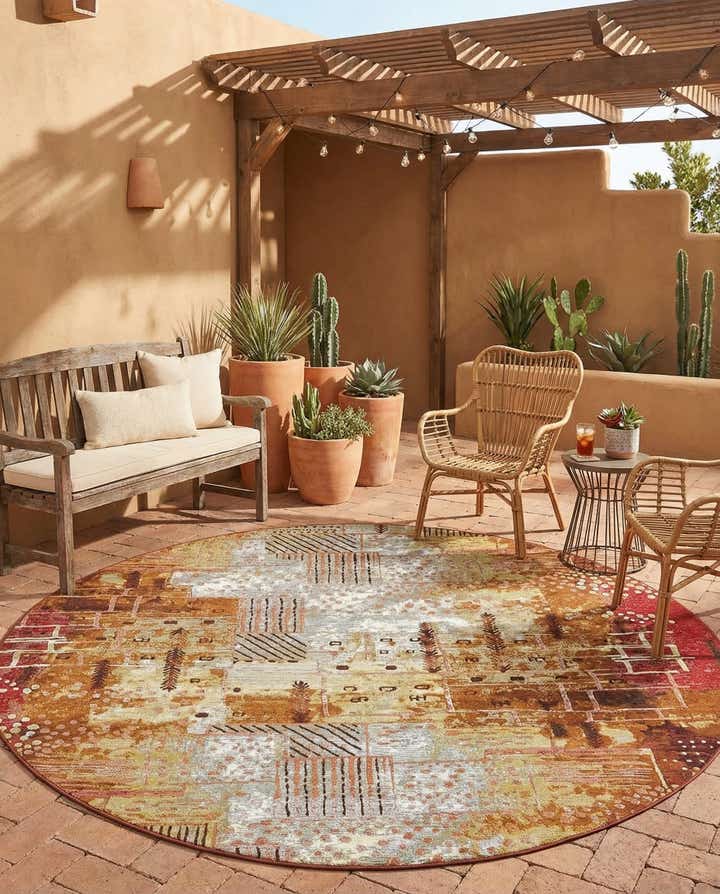 8' x 8' Easy-Clean Modern Indoor / Outdoor Round Rug