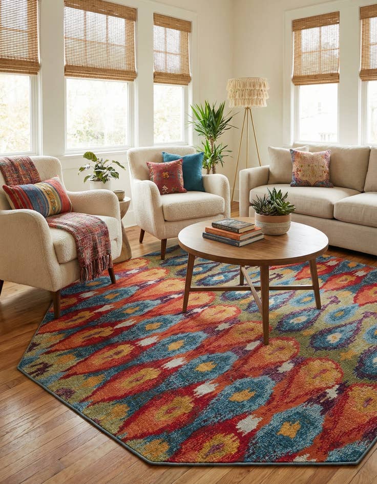 Detail image of 7' 10 x 7' 10 Easy-Clean Modern Indoor / Outdoor Octagon Rug
