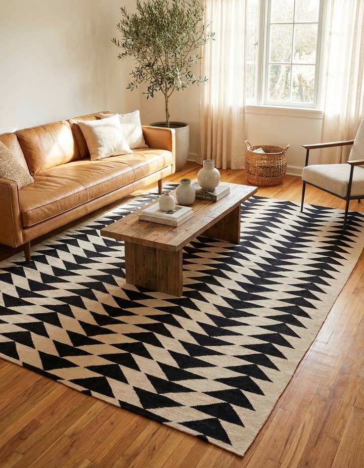 Detail image of 6' 7 x 9' 5  Hand Woven Kilim Modern Wool Rug