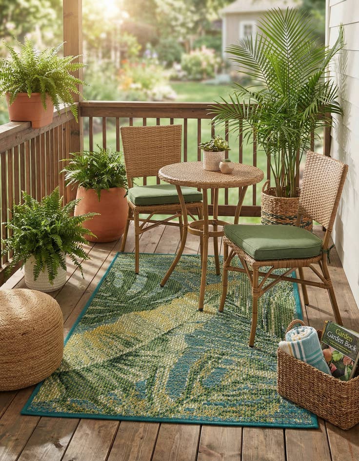 Detail image of 2' x 3'  Washable Botanical Indoor / Outdoor Rug