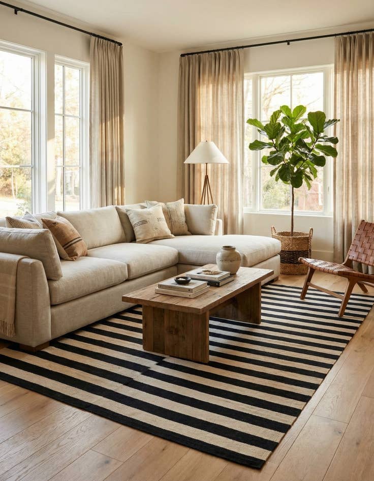 Detail image of  5' 6 x 8' 6  Hand Woven Kilim Modern Wool Rug