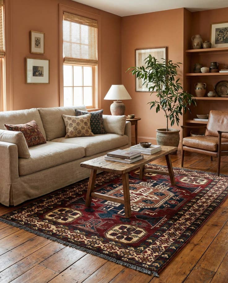 Detail image of 4' 11 x 6' 8 Hand Knotted Kazak Wool Rug