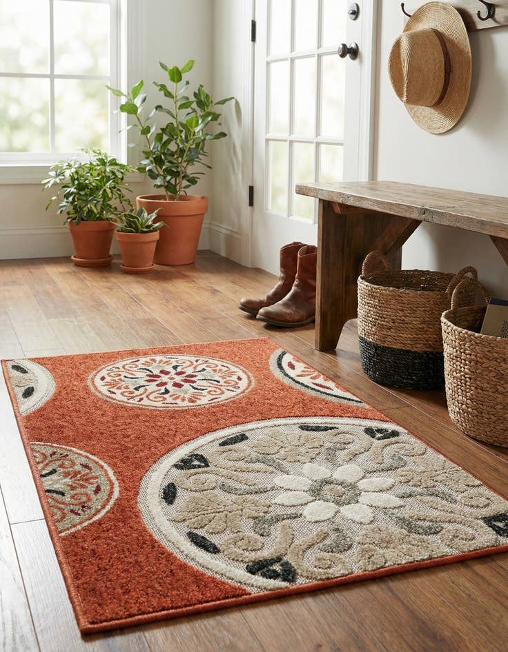 Detail image of 2' x 3'  Washable Modern Indoor / Outdoor Rug