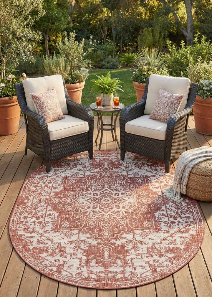 7' 10 x 10' Easy-Clean Jill Zarin Dubai Indoor / Outdoor Oval Rug