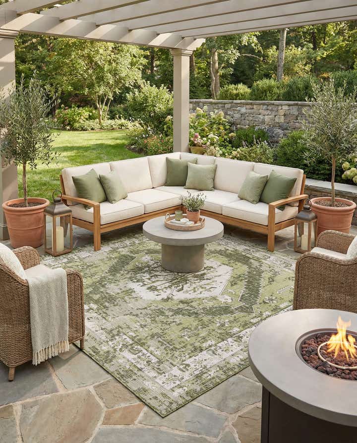 10' x 10' Easy-Clean Traditional Indoor / Outdoor Square Rug