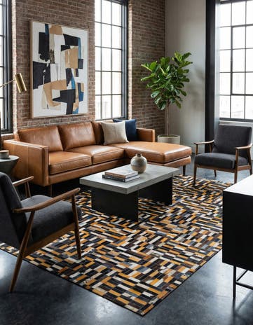 5' 1 x 8' 2 Cowhide - Patchwork Rug
