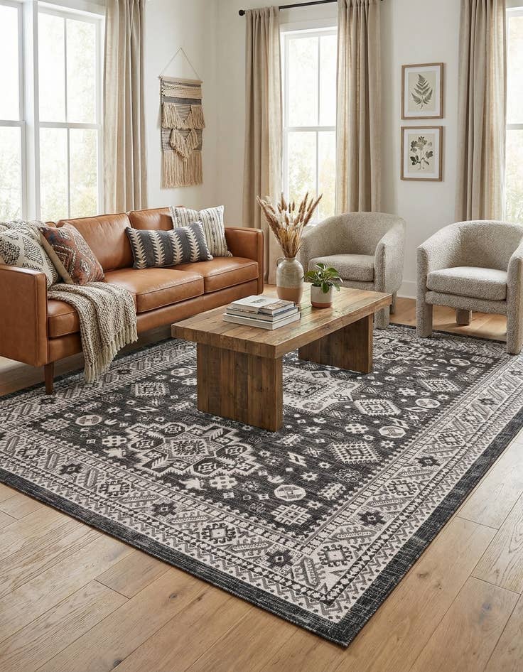 Detail image of 7' 10 x 11'  Washable Aztec Indoor / Outdoor Rug