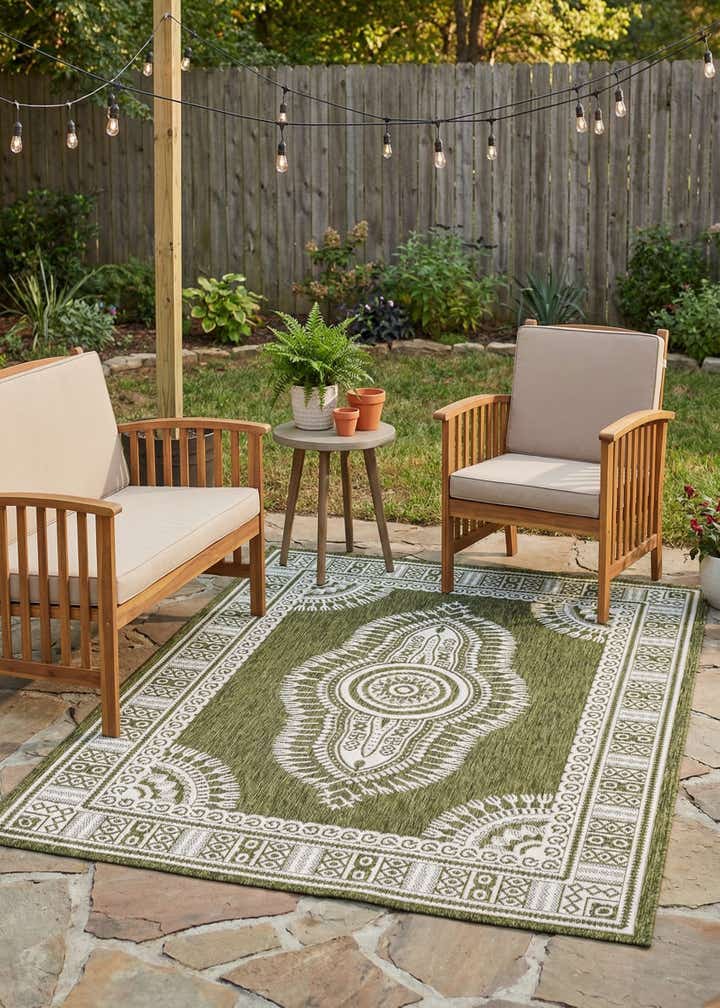 5' 3 x 7' Easy-Clean Traditional Indoor / Outdoor Rug