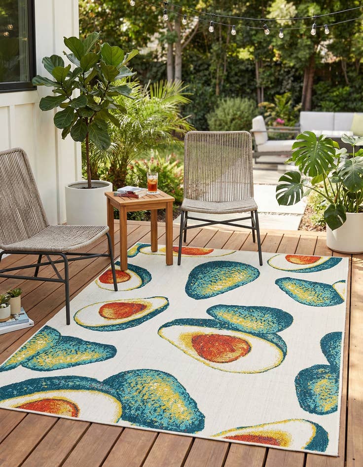 Detail image of 5' 3 x 7' 8  Washable Modern Indoor / Outdoor Rug