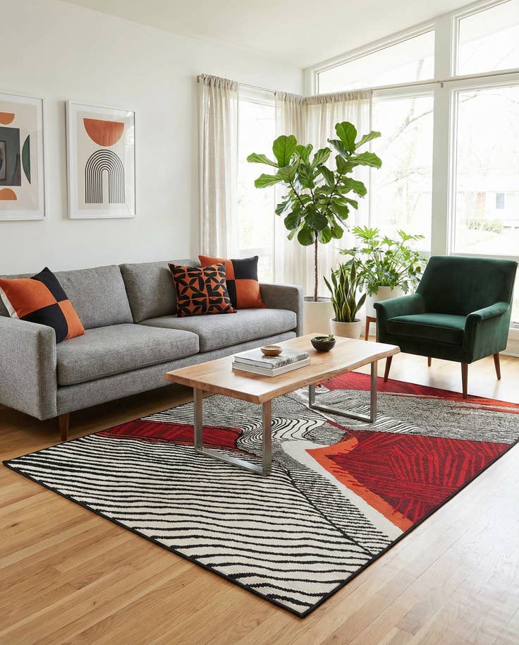 Detail image of 4' x 6' Easy-Clean Modern Indoor / Outdoor Rug