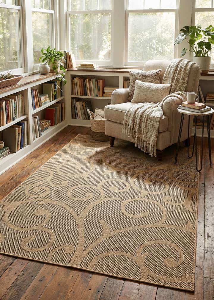 7' x 10' Easy-Clean Botanical Indoor / Outdoor Rug
