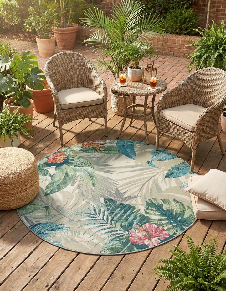 4' x 4' Easy-Clean Botanical Indoor / Outd...