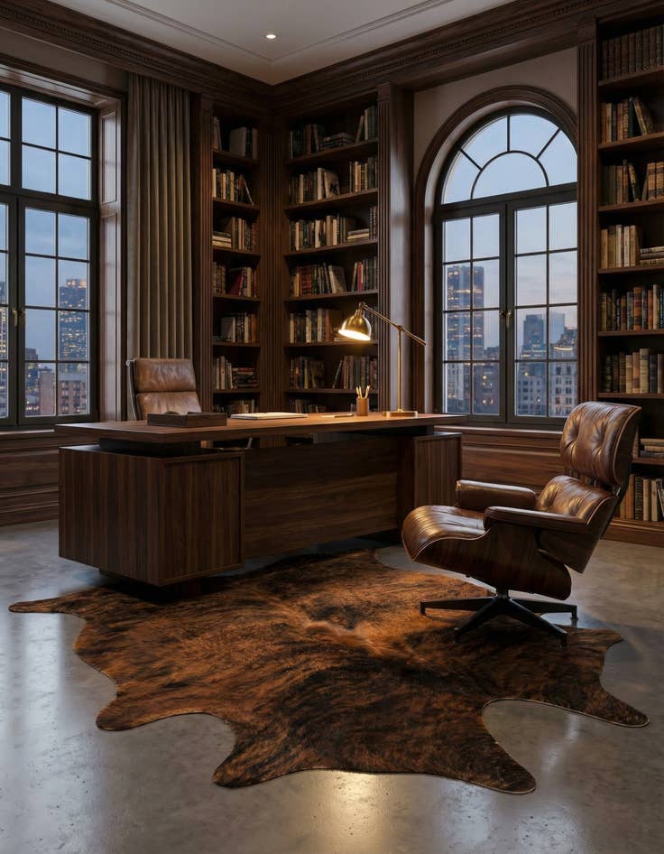 Detail image of 5' x 5' 6 Cowhide Leather Square Rug