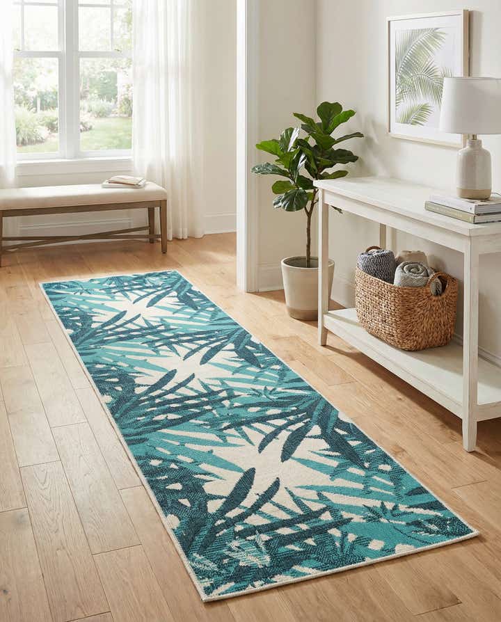 2' x 8' Easy-Clean Botanical Indoor / Outdoor Runner Rug