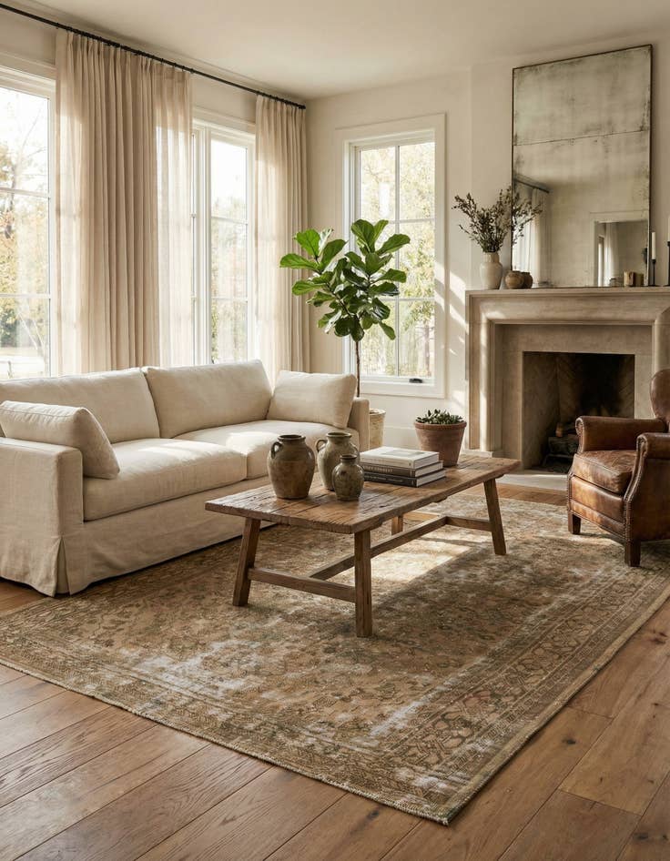 Detail image of  6' 10 x 9' 7  Hand Knotted Ultra Vintage Persian Wool Rug