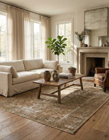 6' 10 x 9' 7 Hand Knotted Ultra Vintage Persian Wool Rug