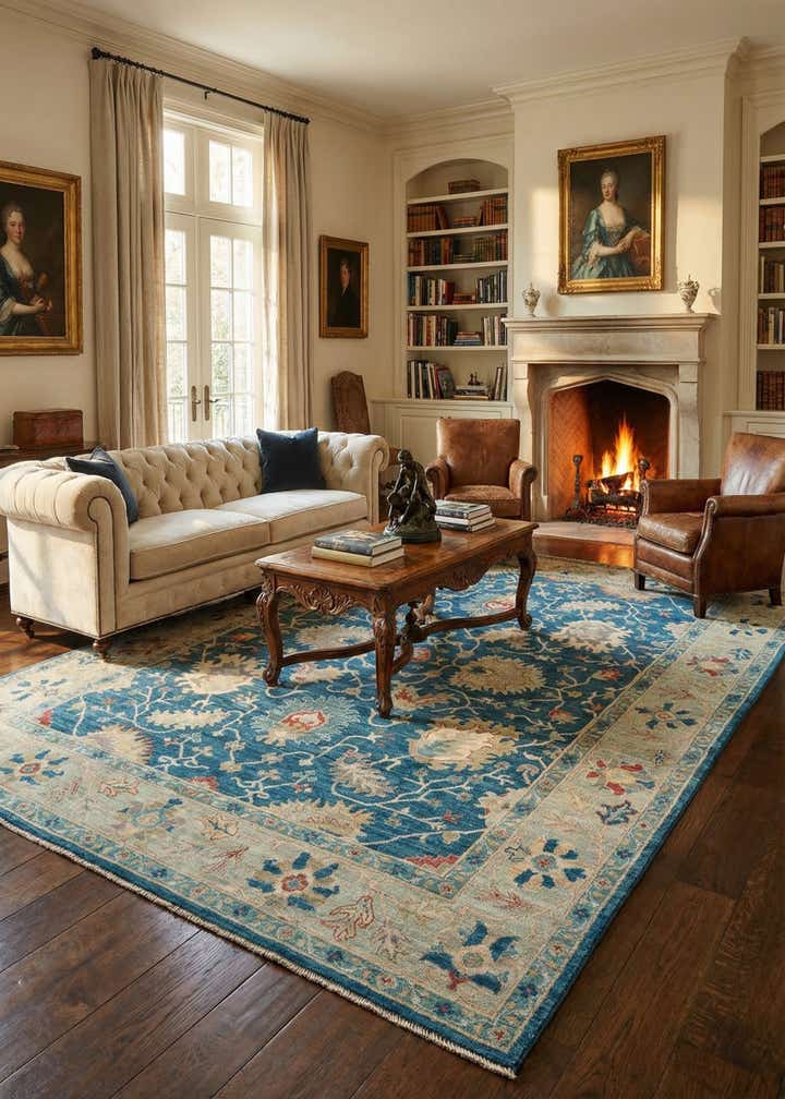 8' 1 x 9' 9 Hand Knotted Oushak Wool Rug