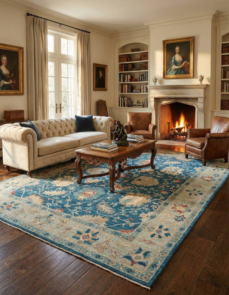 Detail image of 8' 1 x 9' 9 Hand Knotted Oushak Wool Rug