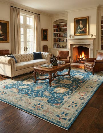8' 1 x 9' 9 Hand Knotted Oushak Wool Rug