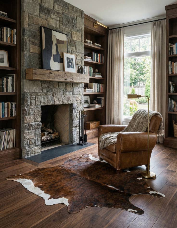 Detail image of 5' 1 x 5' 11 Cowhide Leather Rug