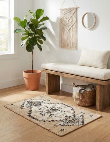 Beige Hand Woven Kala Handwoven Jute Rug