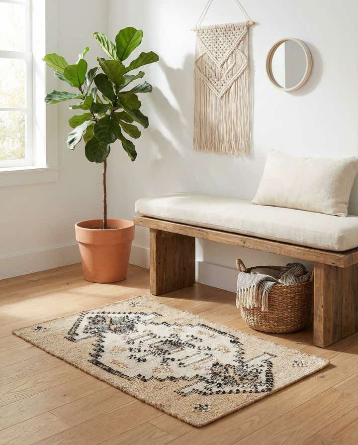2' x 3' 1 Hand Woven Kala Handwoven Jute Rug