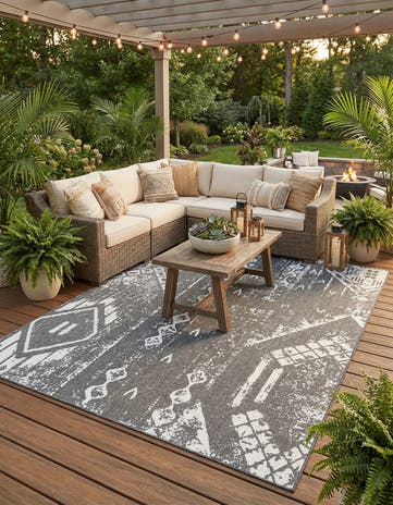 10' x 13' Easy-Clean Bohemian Indoor / Outdoor Rug