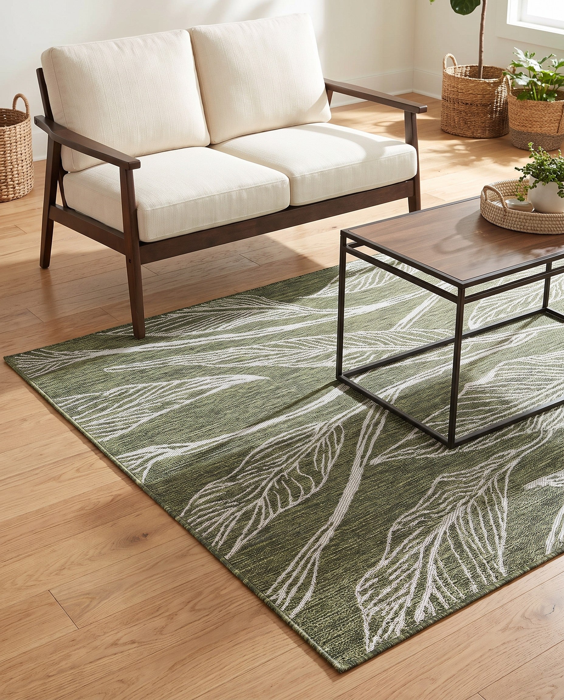 5' 3 x 7' Easy-Clean Botanical Indoor / Outdoor Rug