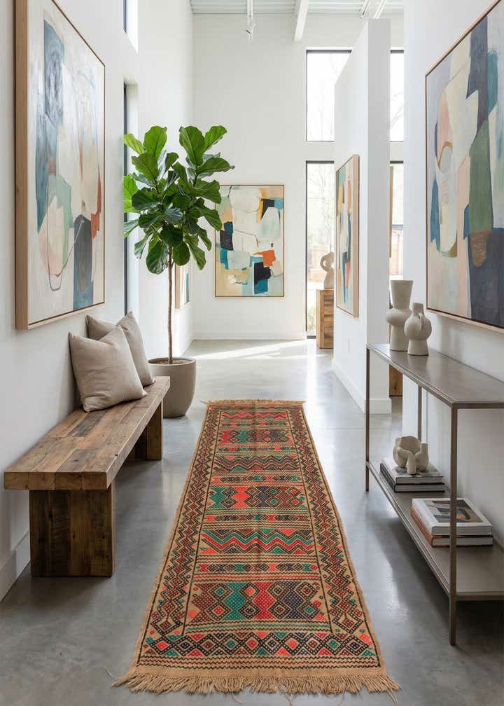 2' 5 x 8' 1 Hand Knotted Kilim Fars Persian Wool Runner Rug